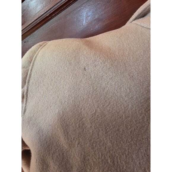 Vintage Camel Double-Breasted Wool Coat Longline With Pink Satin Lining Womens - Picture 8 of 9